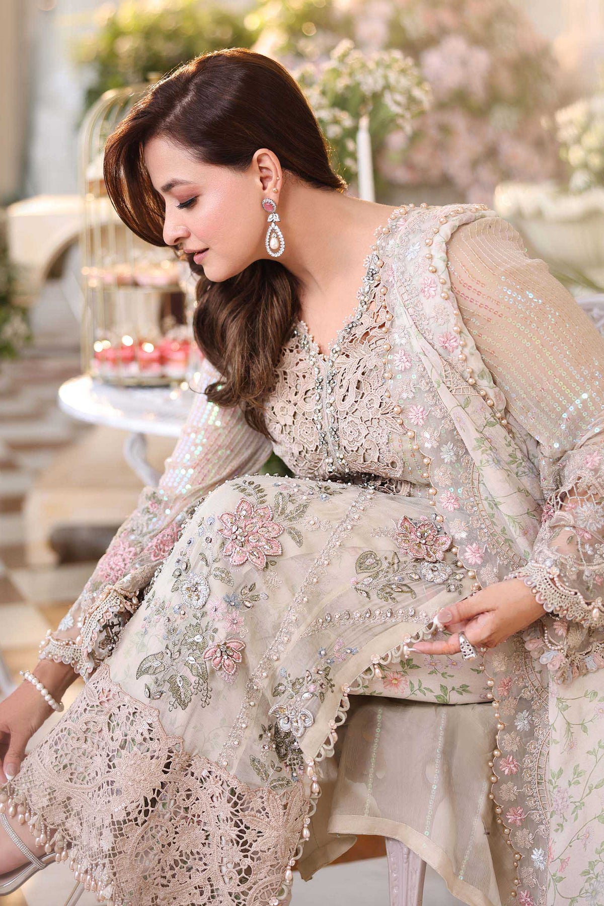Maria B Chiffon 107-Ivory Beige