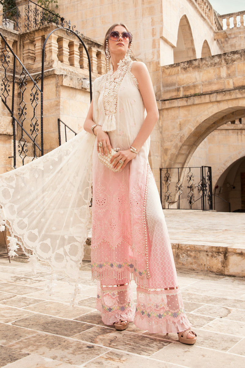maria b white and pink dress Maria B Chiffon white pink Zenia
