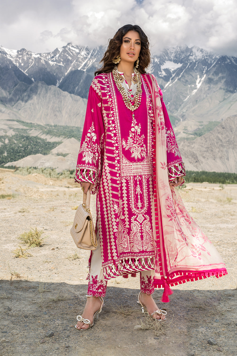 Nisa Hussain Lawn - NHL04 - Rubellite