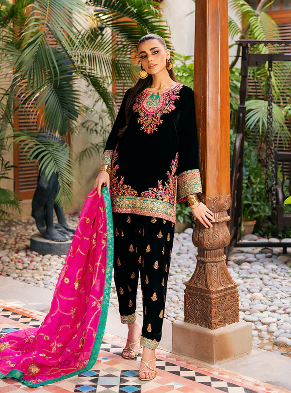 ZAINAB CHOTTANI VELVET UNSTITCHED ZEBA