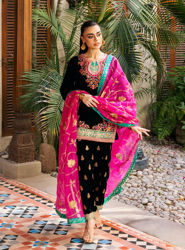 ZAINAB CHOTTANI VELVET UNSTITCHED ZEBA