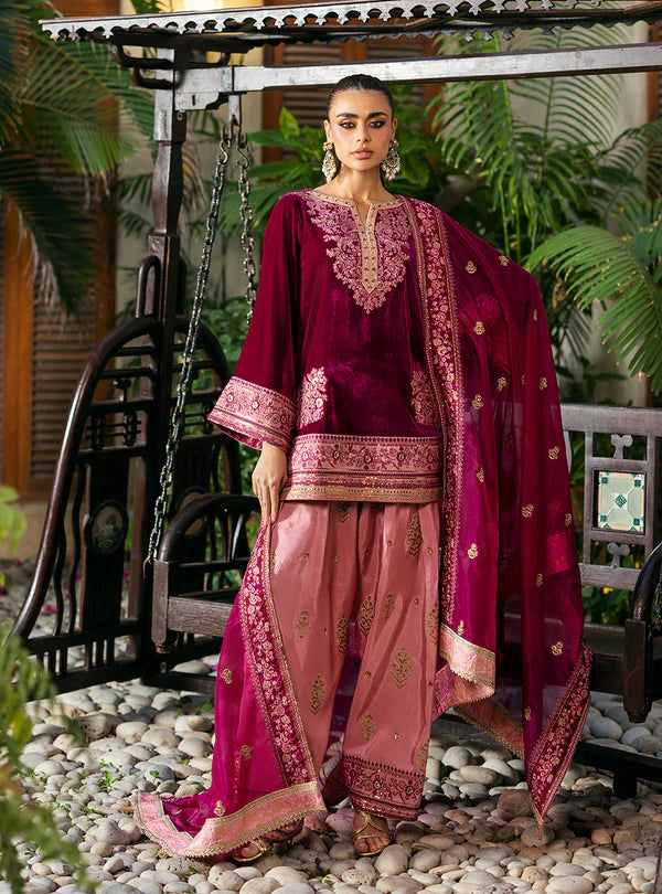 ZAINAB CHOTTANI VELVET UNSTITCHED RUBI