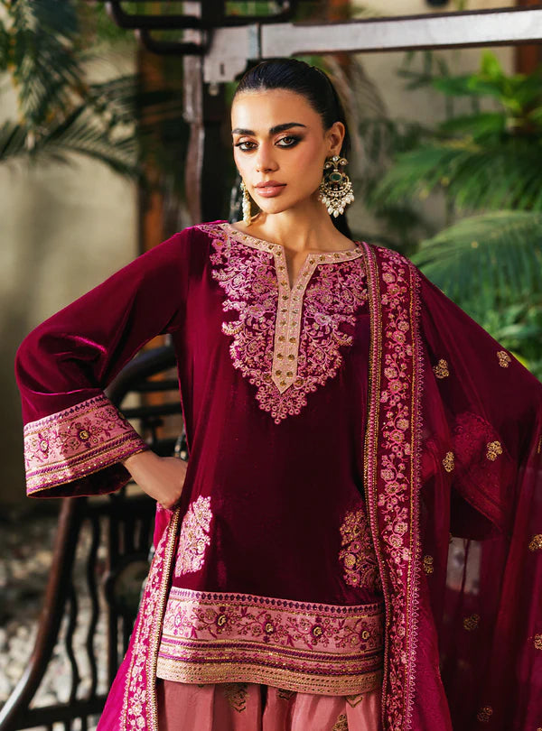 ZAINAB CHOTTANI VELVET UNSTITCHED RUBI