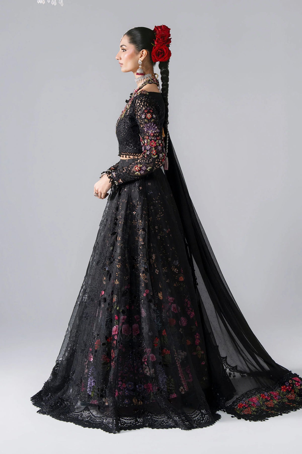 MARIA-B-EMBROIDERED CHIFFON BD-3101-Obsidian Garden