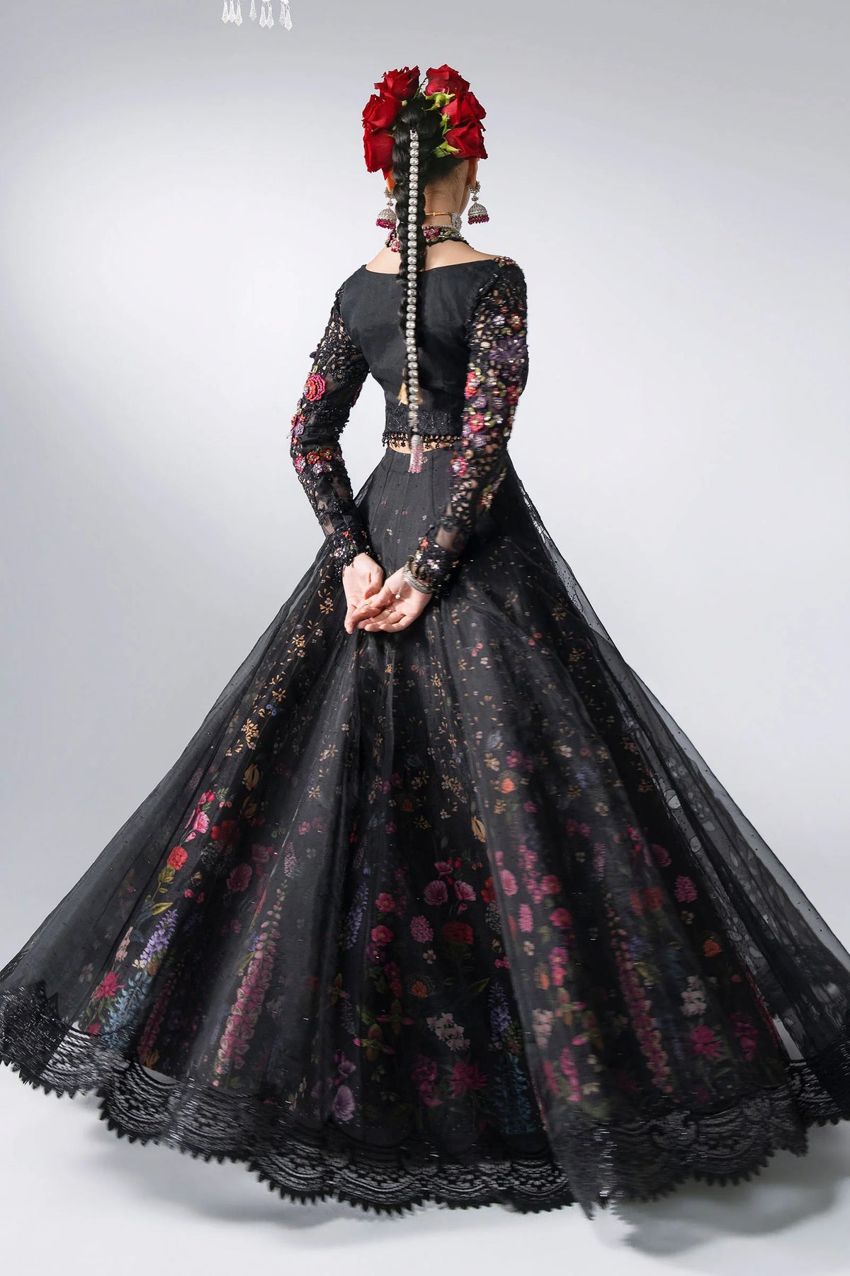 MARIA-B-EMBROIDERED CHIFFON BD-3101-Obsidian Garden