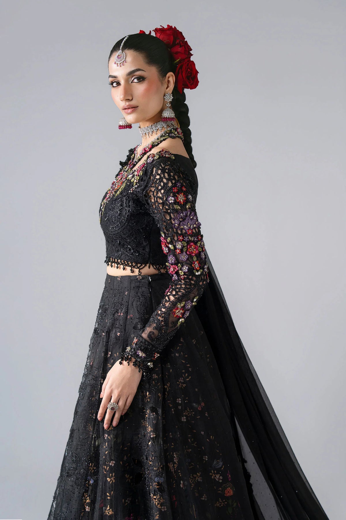 MARIA-B-EMBROIDERED CHIFFON BD-3101-Obsidian Garden