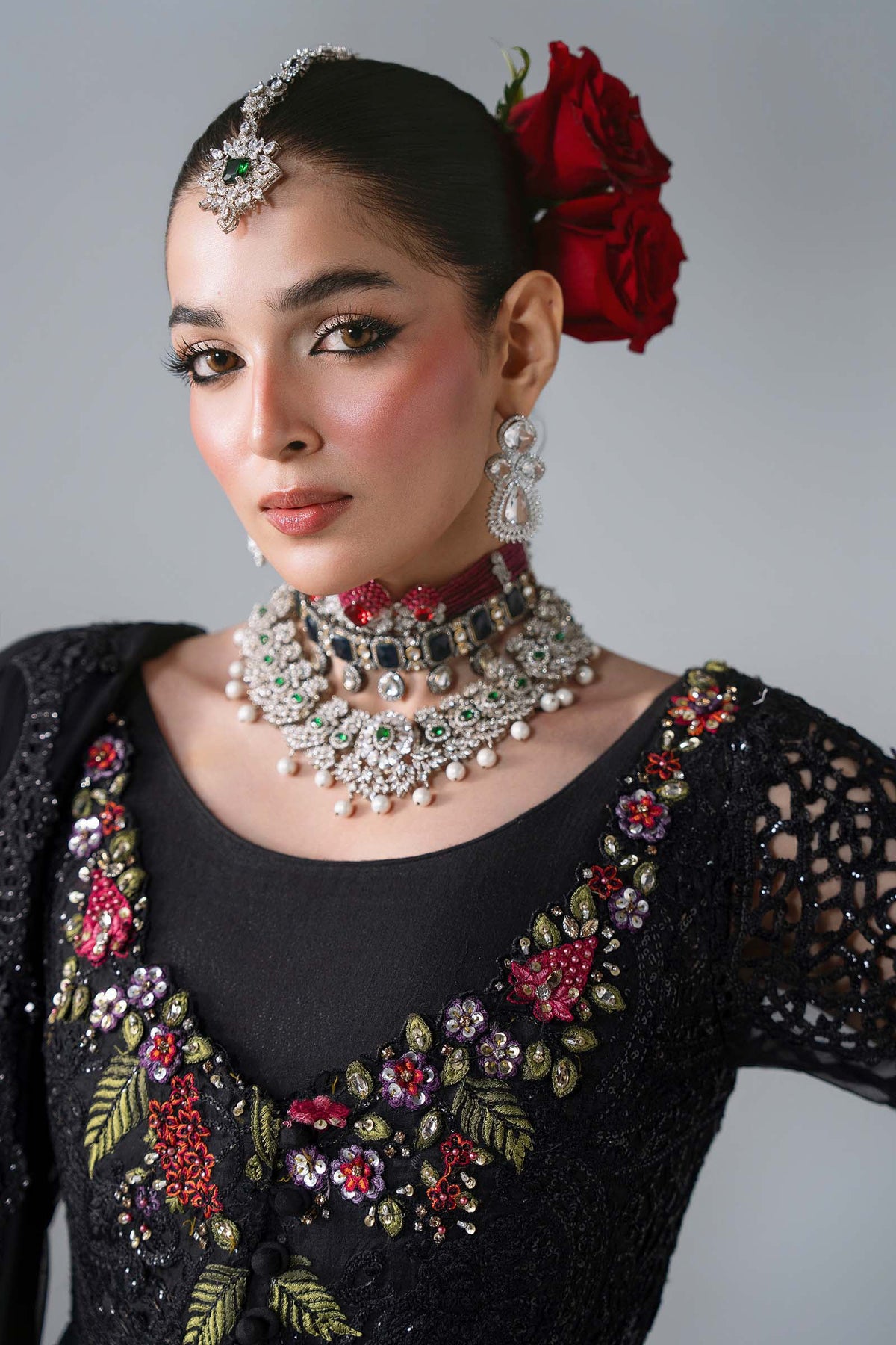 MARIA-B-EMBROIDERED CHIFFON BD-3101-Obsidian Garden