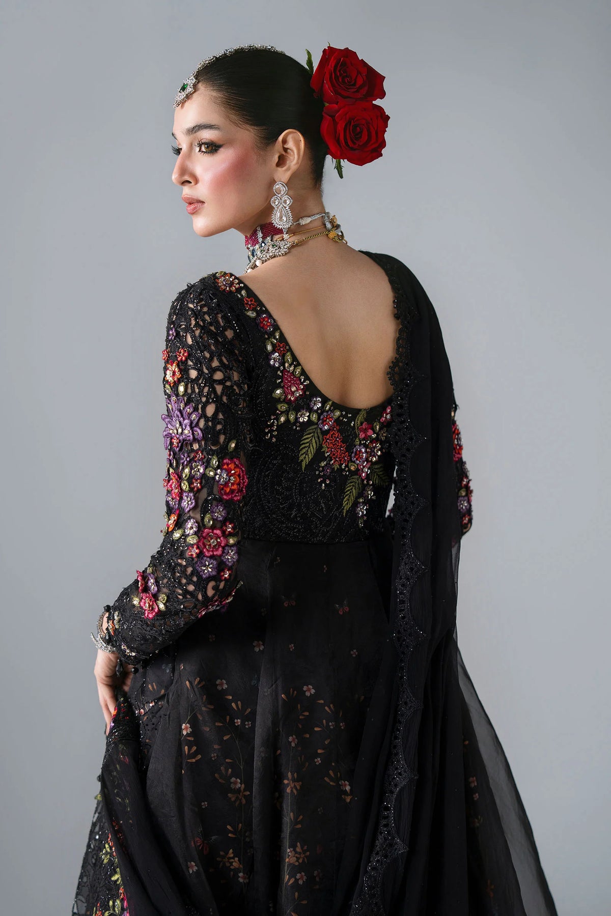 MARIA-B-EMBROIDERED CHIFFON BD-3101-Obsidian Garden