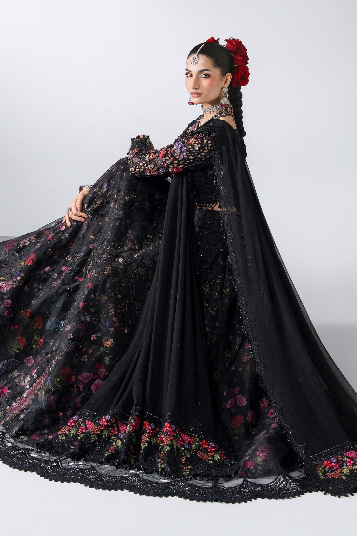 MARIA-B-EMBROIDERED CHIFFON BD-3101-Obsidian Garden