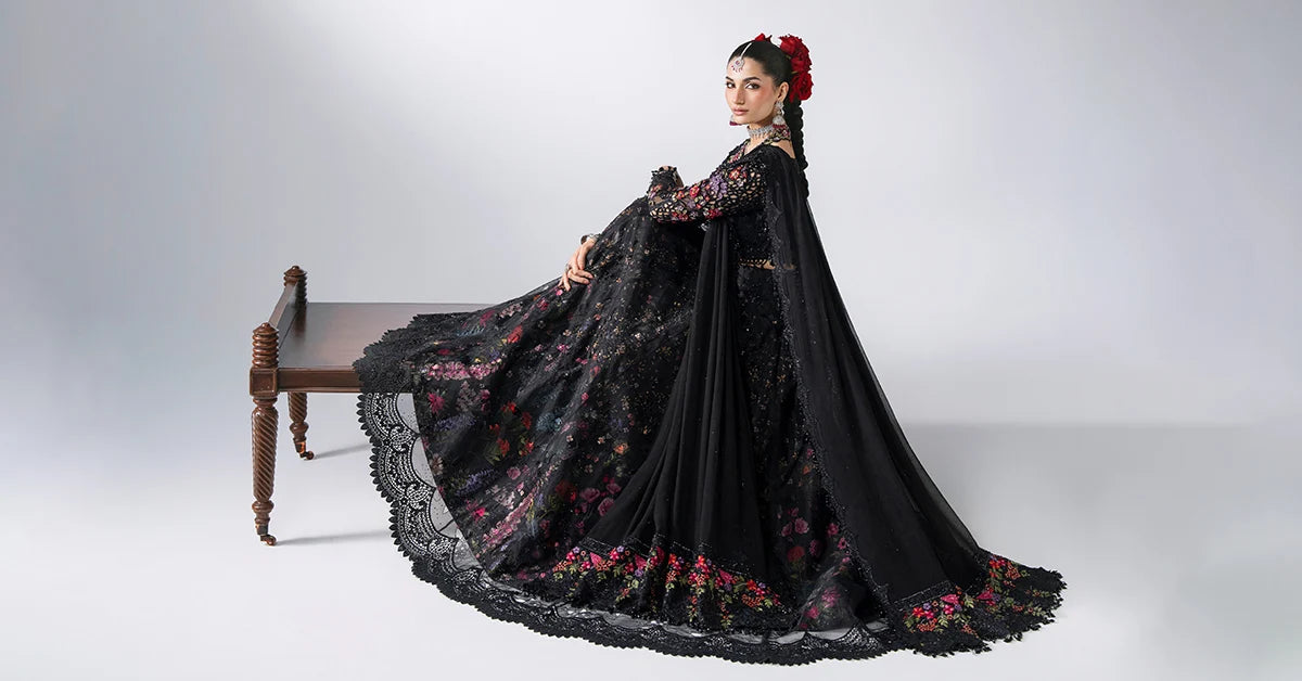 MARIA-B-EMBROIDERED CHIFFON BD-3101-Obsidian Garden