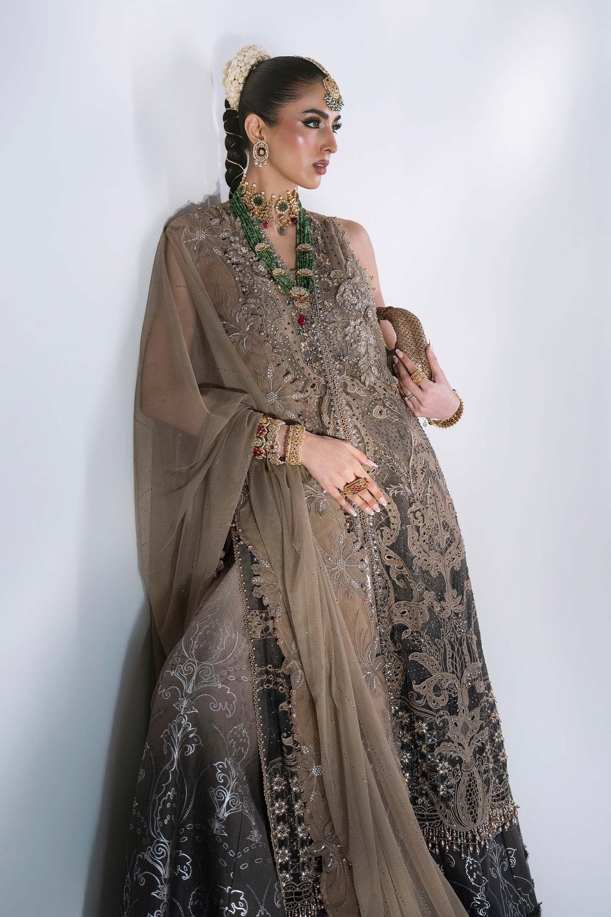 MARIA-B-EMBROIDERED CHIFFON BD-3102-Antique Bronze