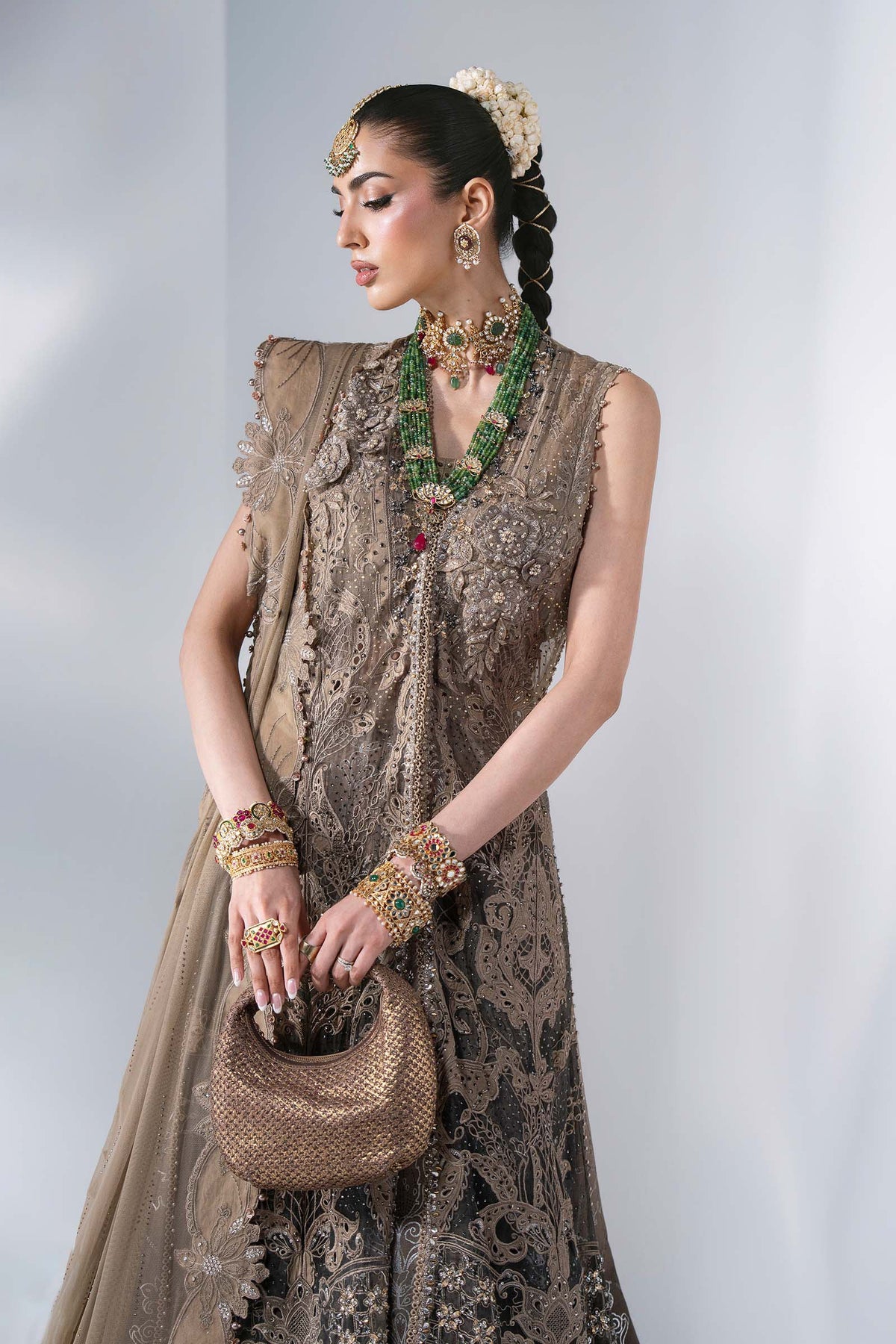 MARIA-B-EMBROIDERED CHIFFON BD-3102-Antique Bronze