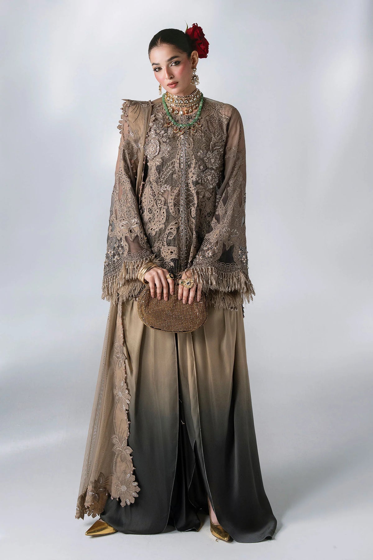 MARIA-B-EMBROIDERED CHIFFON BD-3102-Antique Bronze