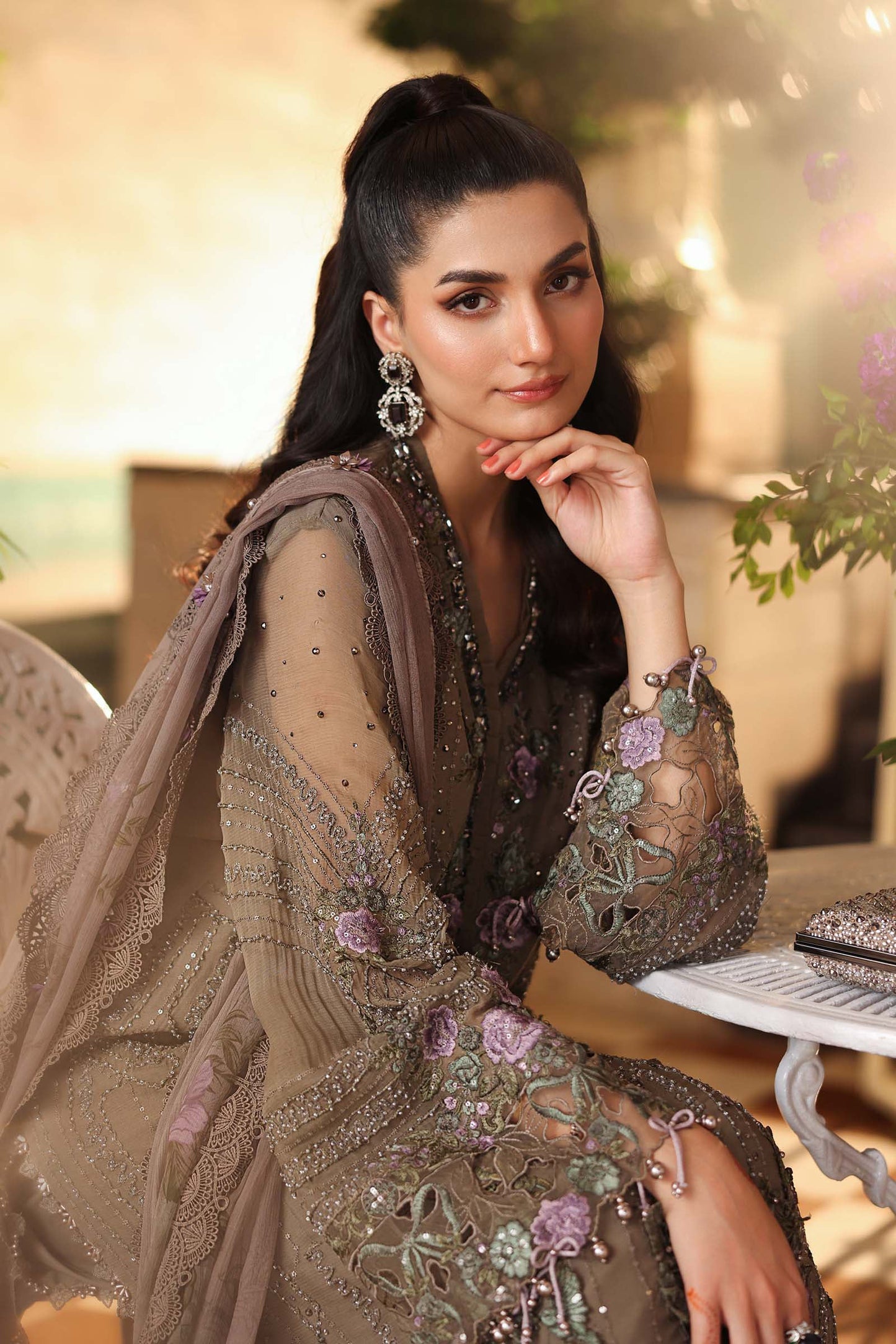 Maria B Chiffon 102-Muted Mocha Brown