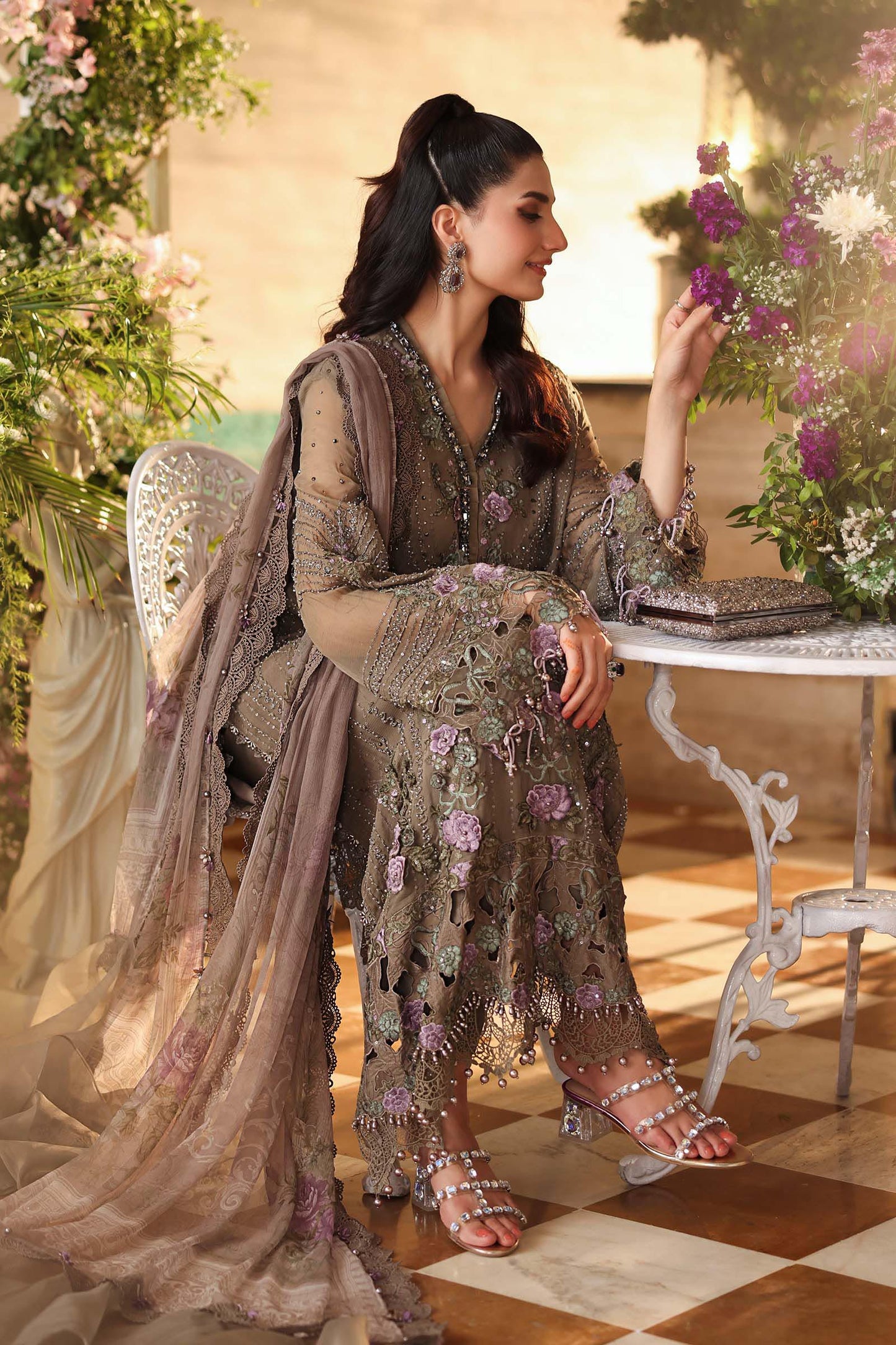 Maria B Chiffon 102-Muted Mocha Brown