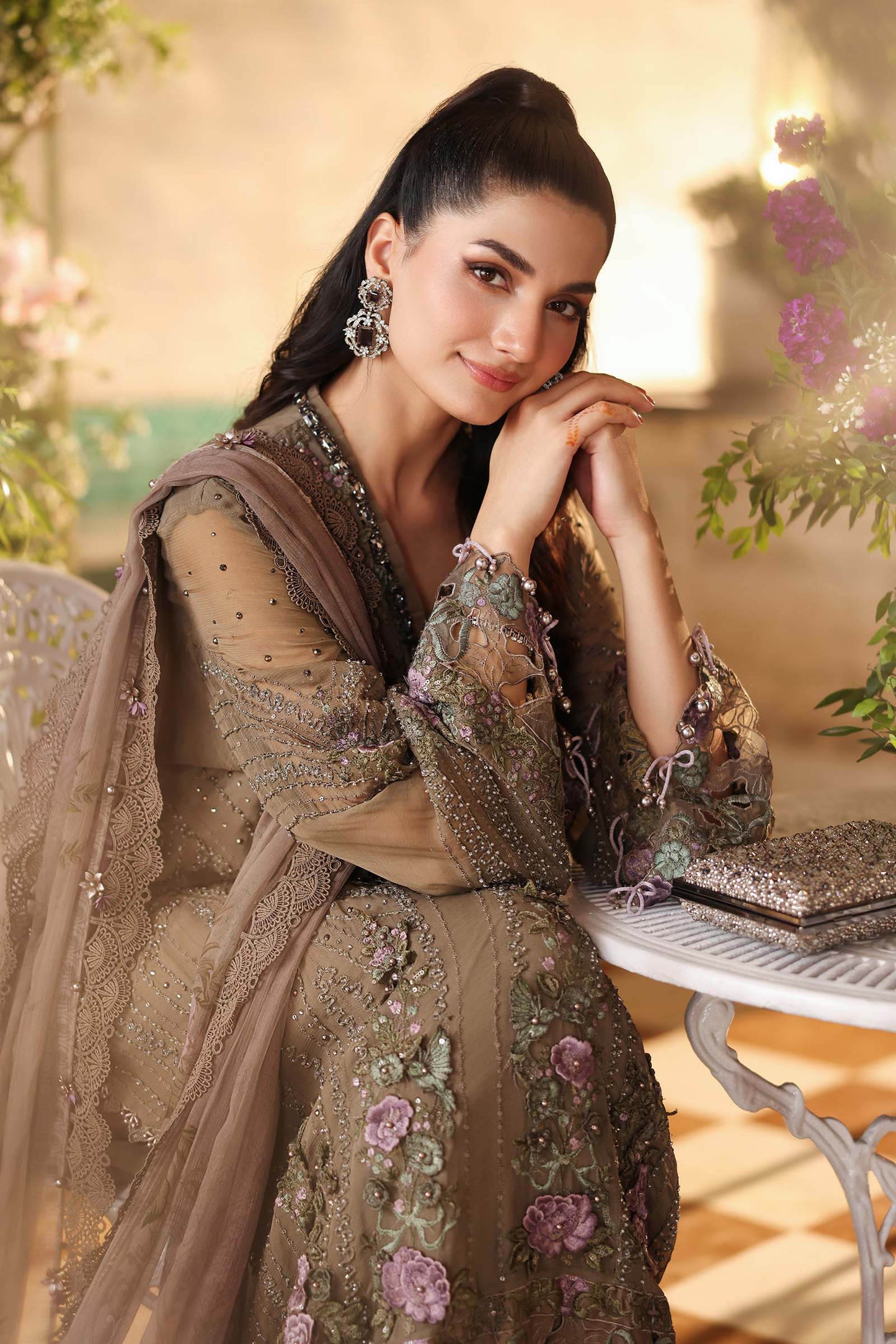 Maria B Chiffon 102-Muted Mocha Brown