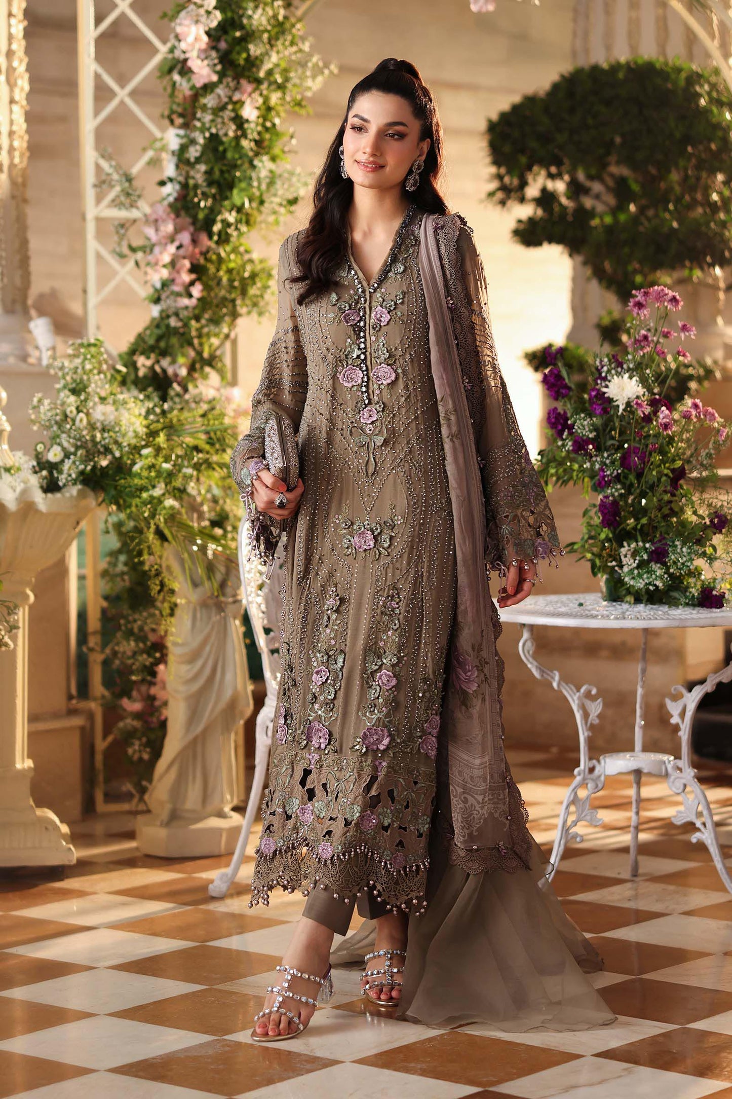 Maria B Chiffon 102-Muted Mocha Brown