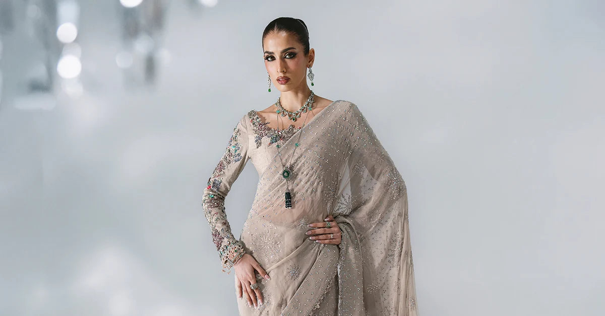 MARIA-B-EMBROIDERED CHIFFON BD-3103-Moon Grey