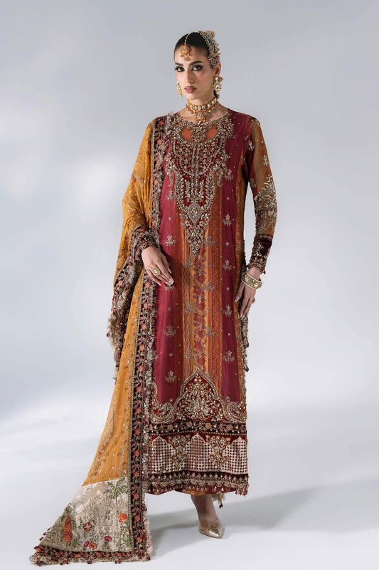 MARIA-B-EMBROIDERED CHIFFON BD-3104-Maroon Crimson