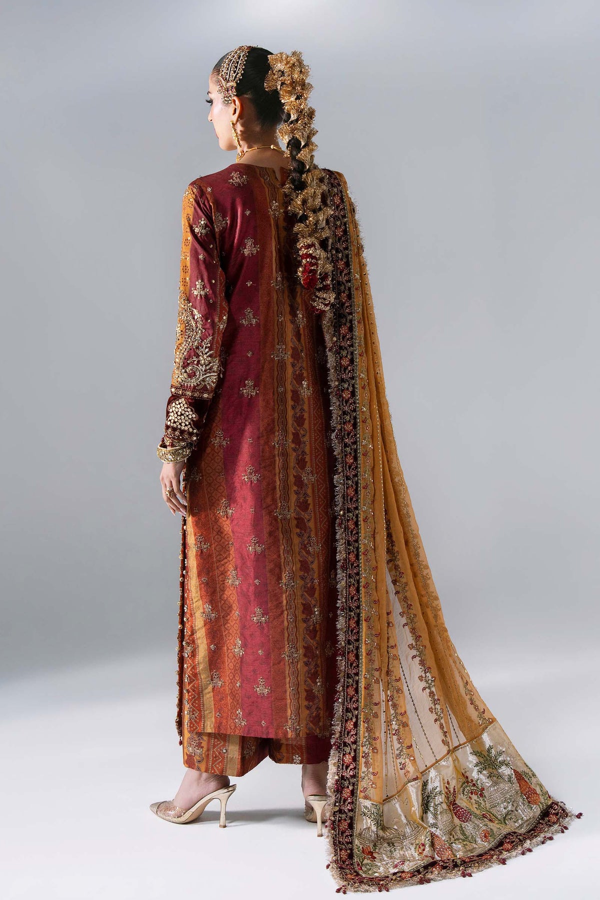 MARIA-B-EMBROIDERED CHIFFON BD-3104-Maroon Crimson