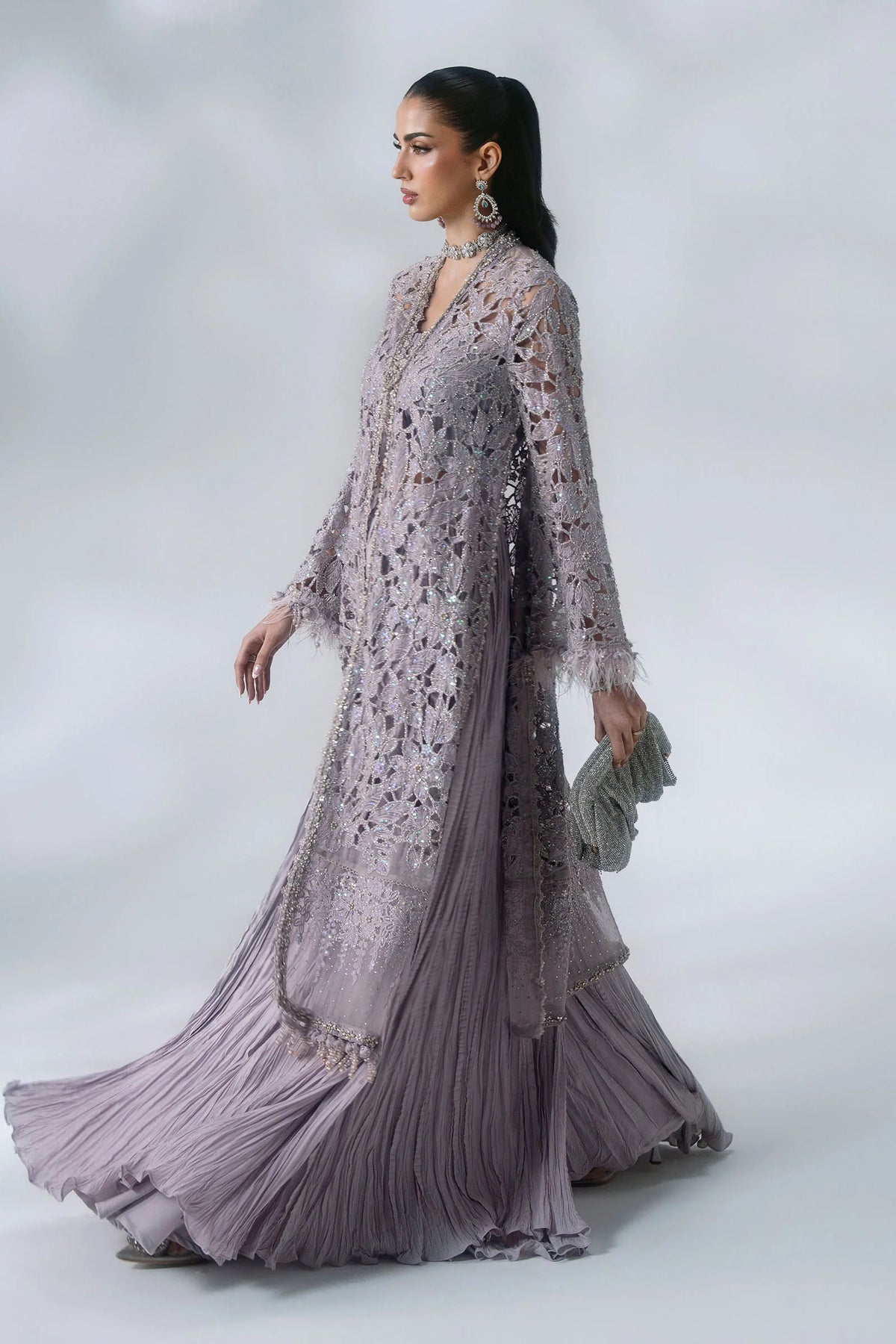 MARIA-B-EMBROIDERED CHIFFON BD-3105-Dusty Lilac