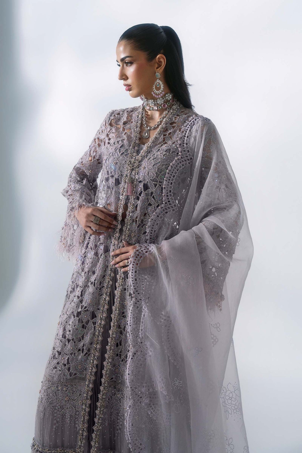 MARIA-B-EMBROIDERED CHIFFON BD-3105-Dusty Lilac