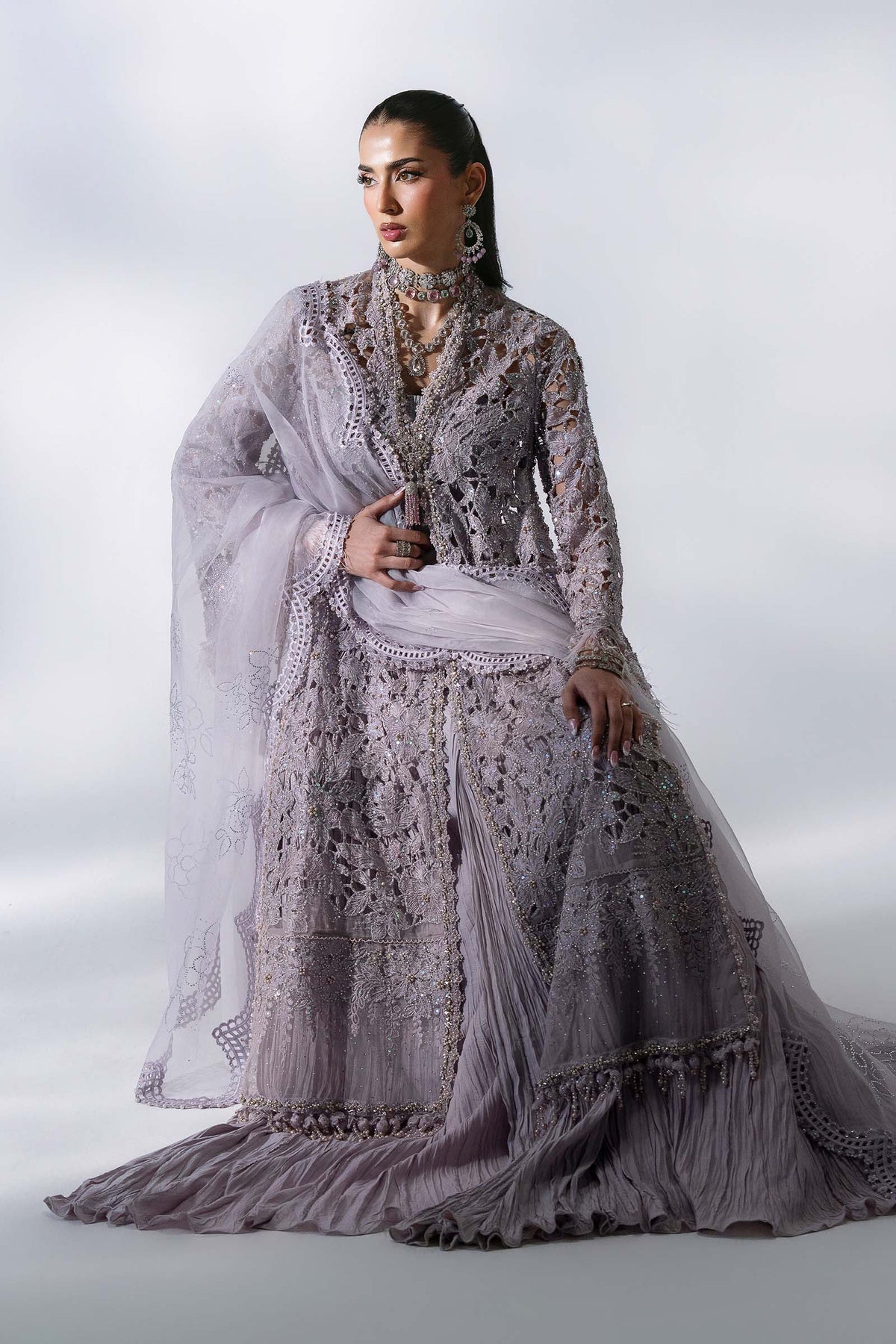 MARIA-B-EMBROIDERED CHIFFON BD-3105-Dusty Lilac