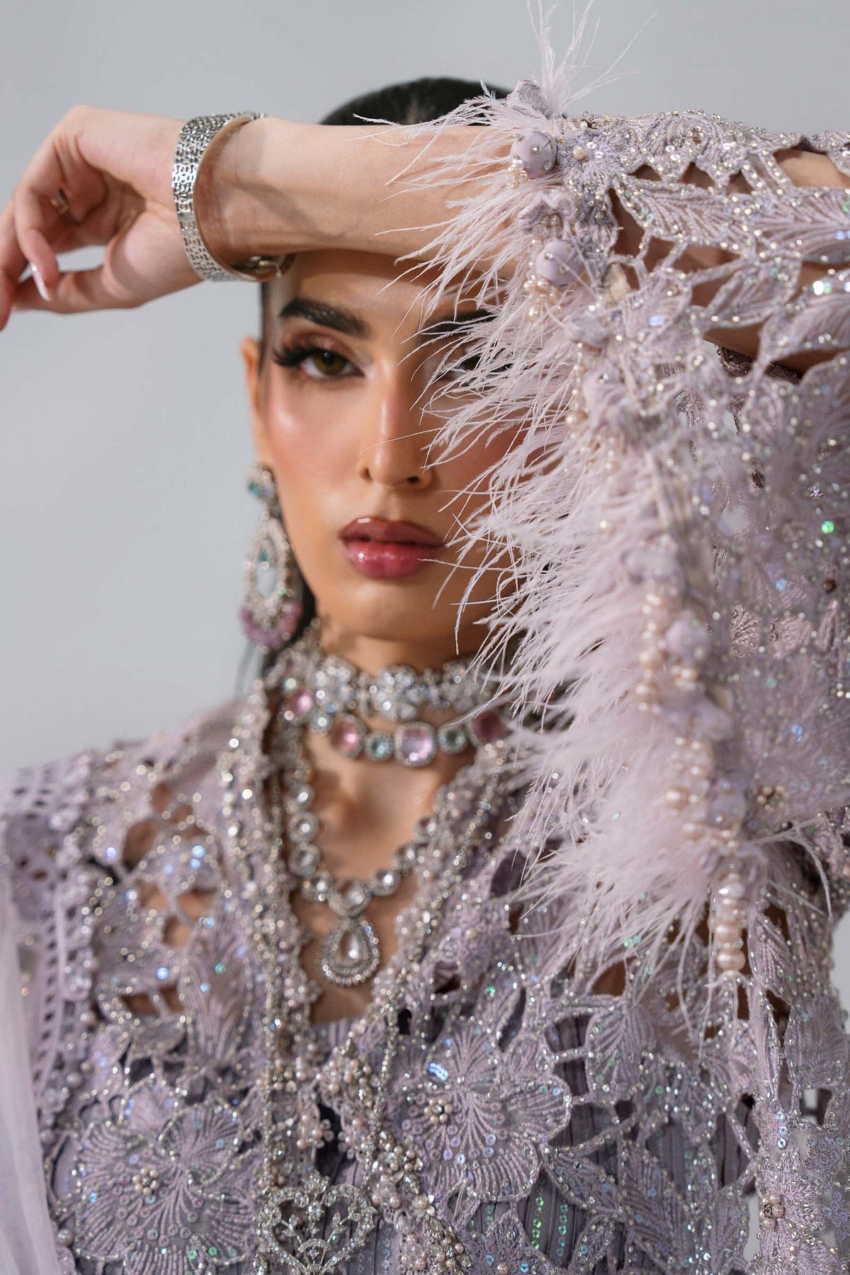 MARIA-B-EMBROIDERED CHIFFON BD-3105-Dusty Lilac