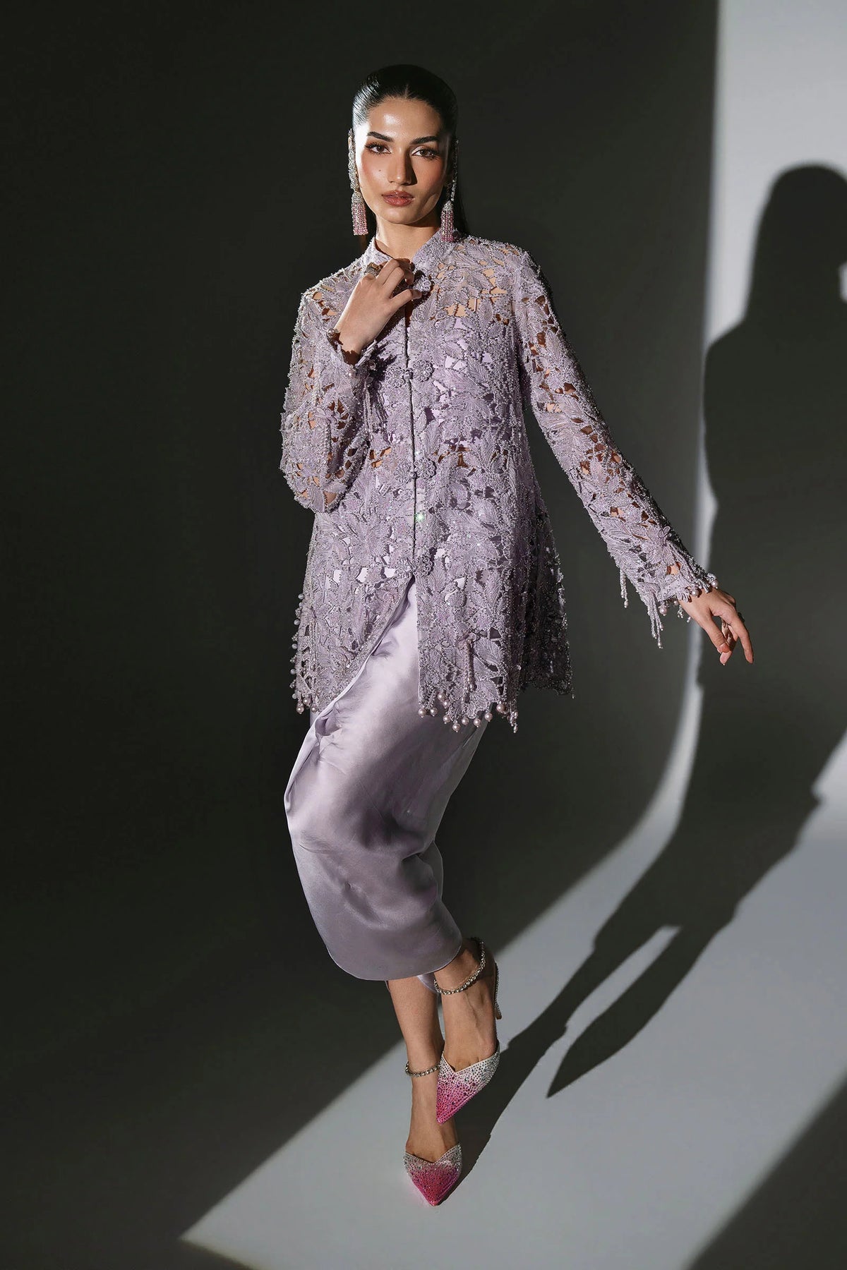 MARIA-B-EMBROIDERED CHIFFON BD-3105-Dusty Lilac
