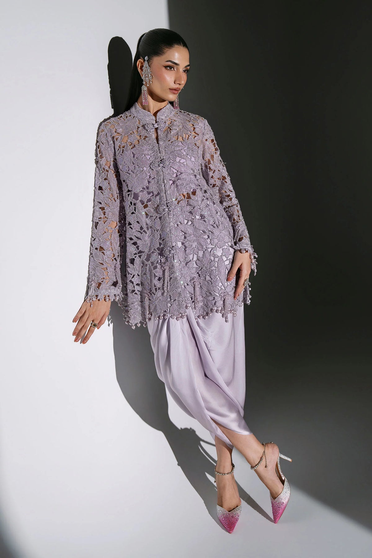 MARIA-B-EMBROIDERED CHIFFON BD-3105-Dusty Lilac