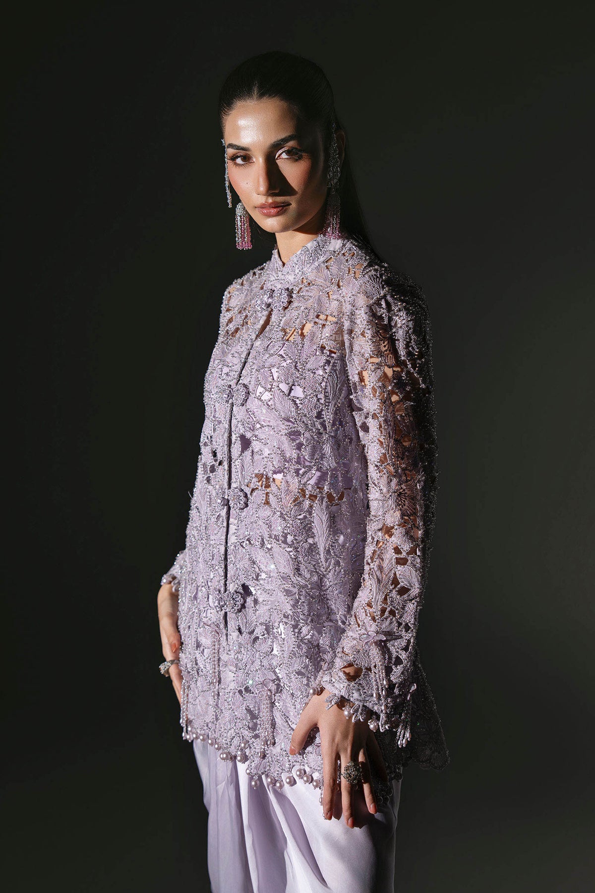 MARIA-B-EMBROIDERED CHIFFON BD-3105-Dusty Lilac
