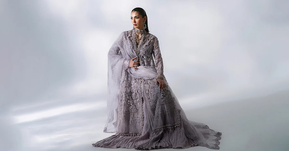 MARIA-B-EMBROIDERED CHIFFON BD-3105-Dusty Lilac