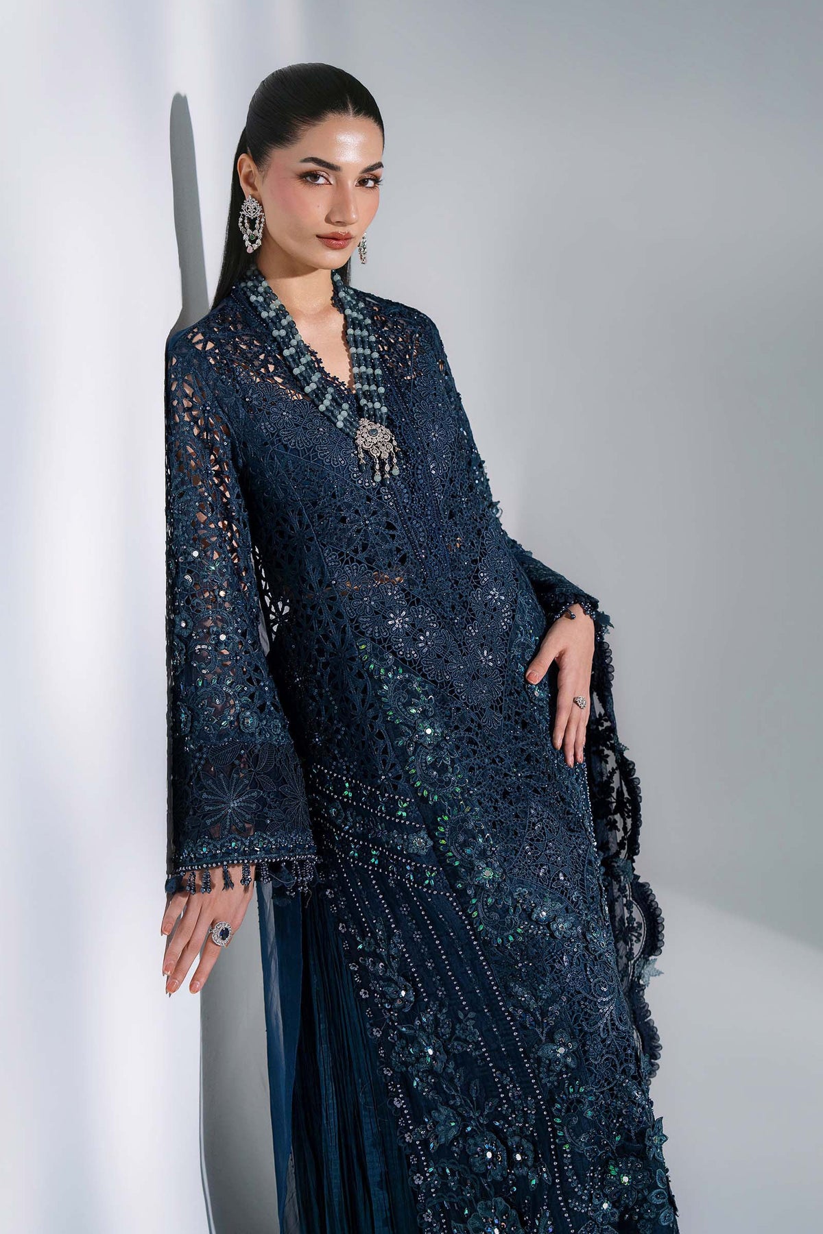 MARIA-B-EMBROIDERED CHIFFON BD-3106-Peacock Blue