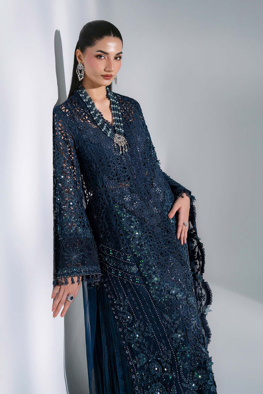 MARIA-B-EMBROIDERED CHIFFON BD-3106-Peacock Blue