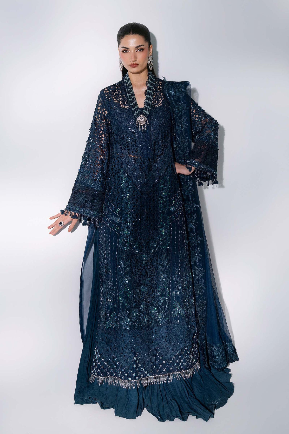 MARIA-B-EMBROIDERED CHIFFON BD-3106-Peacock Blue