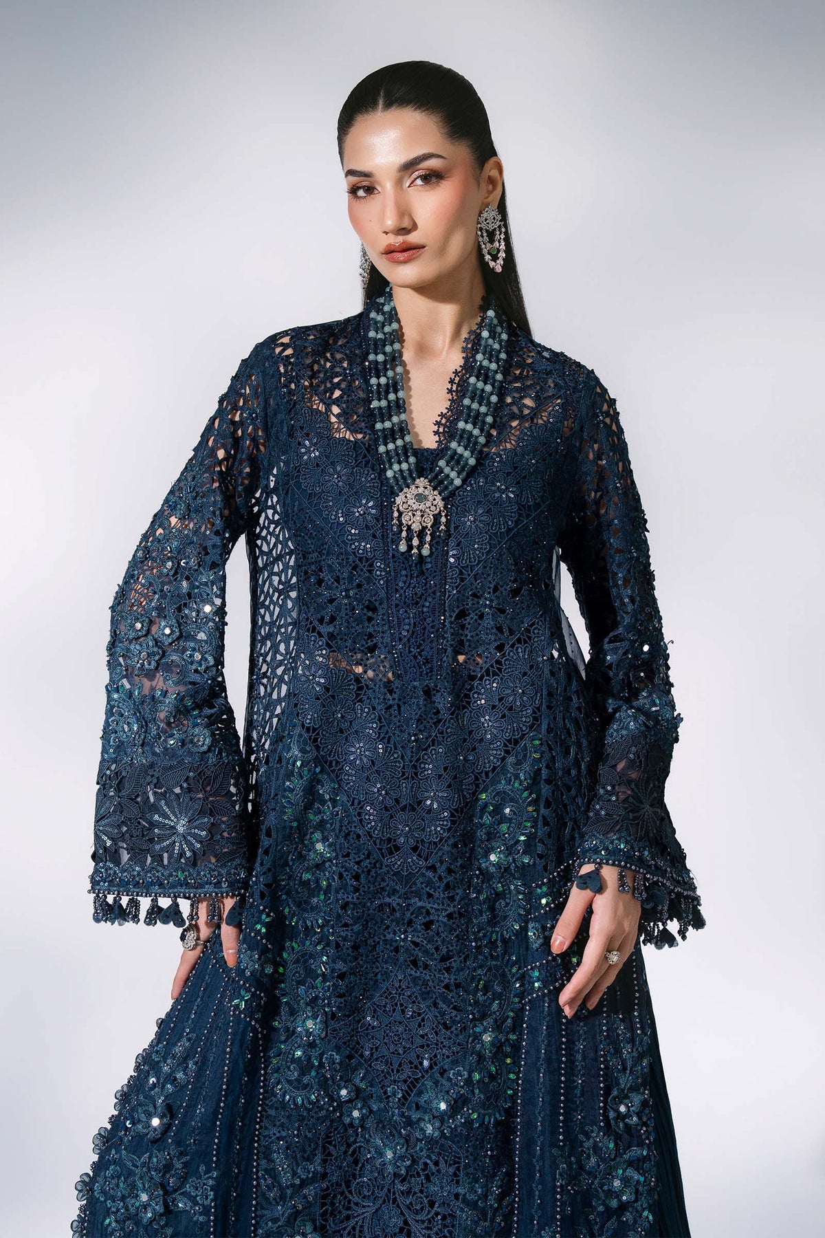 MARIA-B-EMBROIDERED CHIFFON BD-3106-Peacock Blue