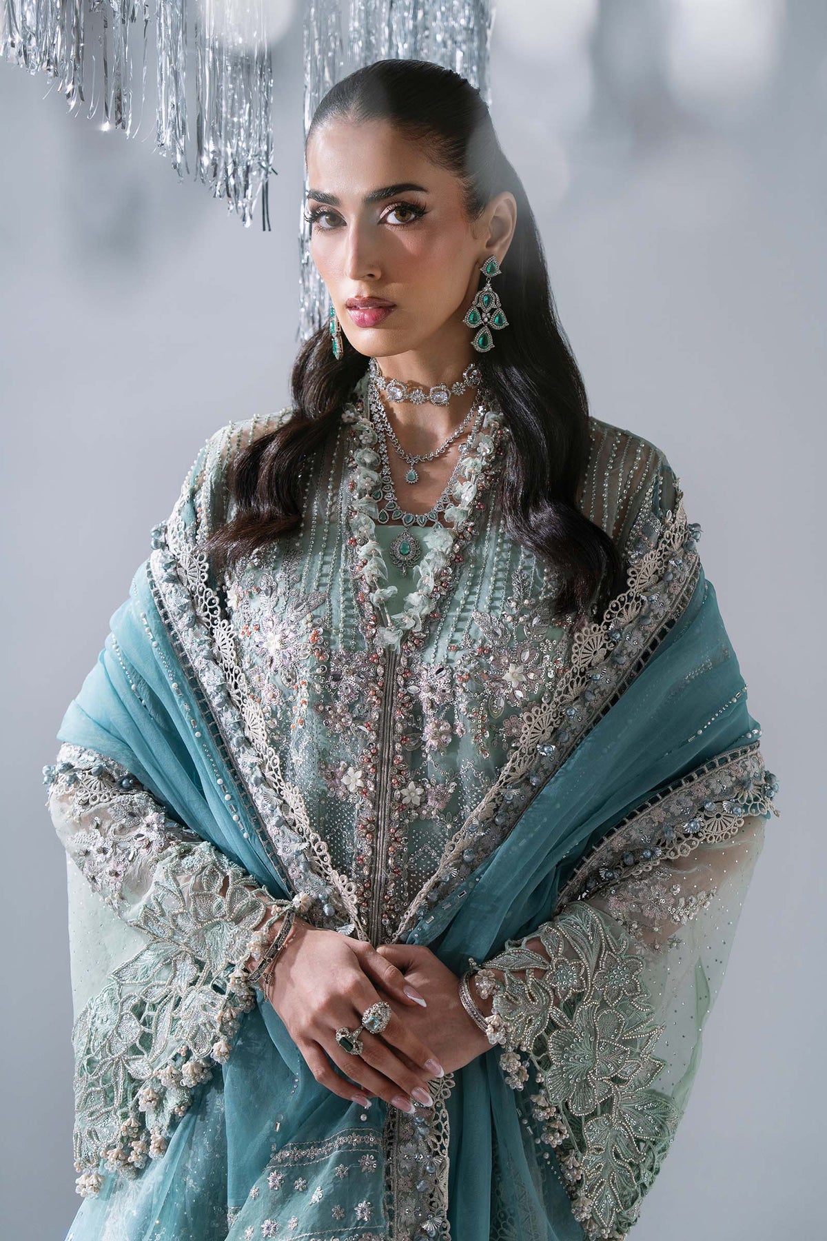 MARIA-B-EMBROIDERED CHIFFON BD-3107-Sea Green