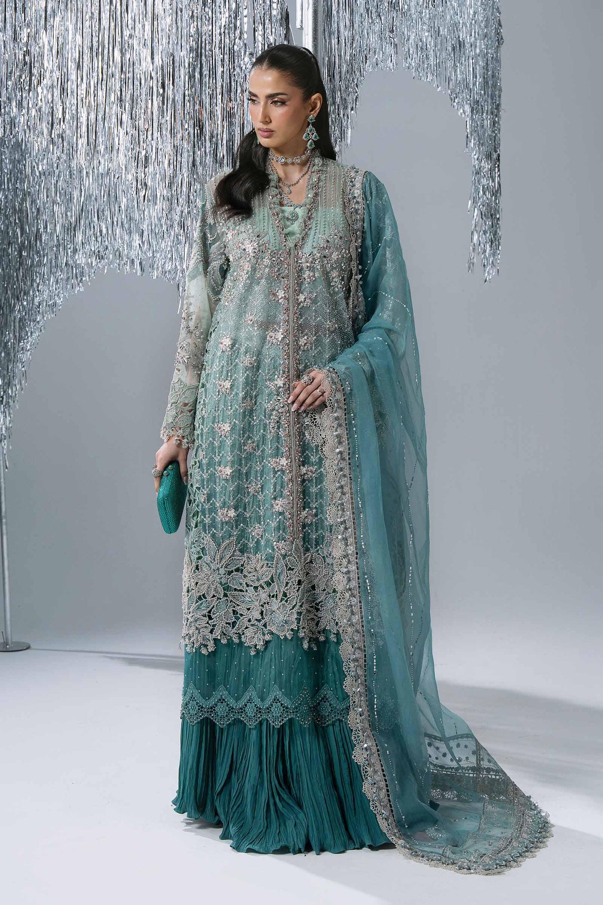 MARIA-B-EMBROIDERED CHIFFON BD-3107-Sea Green