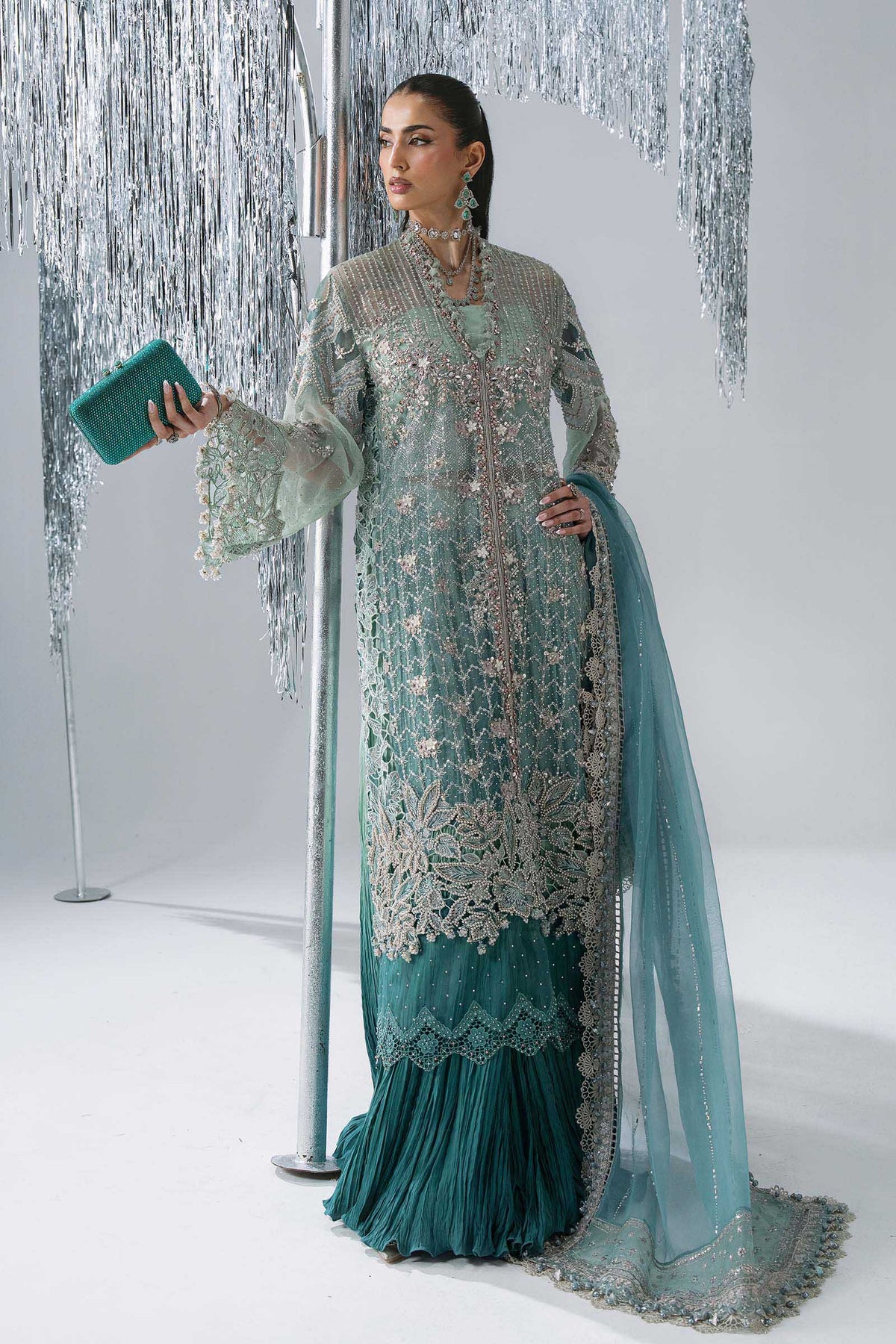 MARIA-B-EMBROIDERED CHIFFON BD-3107-Sea Green
