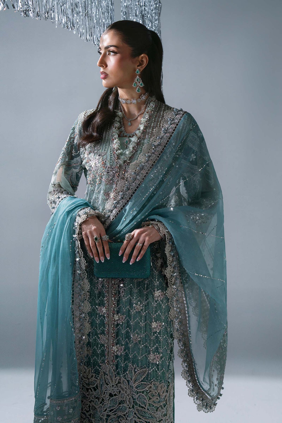 MARIA-B-EMBROIDERED CHIFFON BD-3107-Sea Green