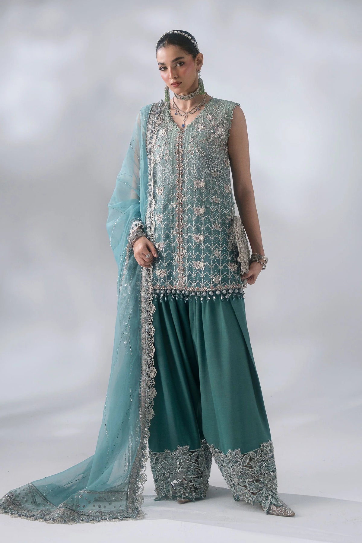 MARIA-B-EMBROIDERED CHIFFON BD-3107-Sea Green