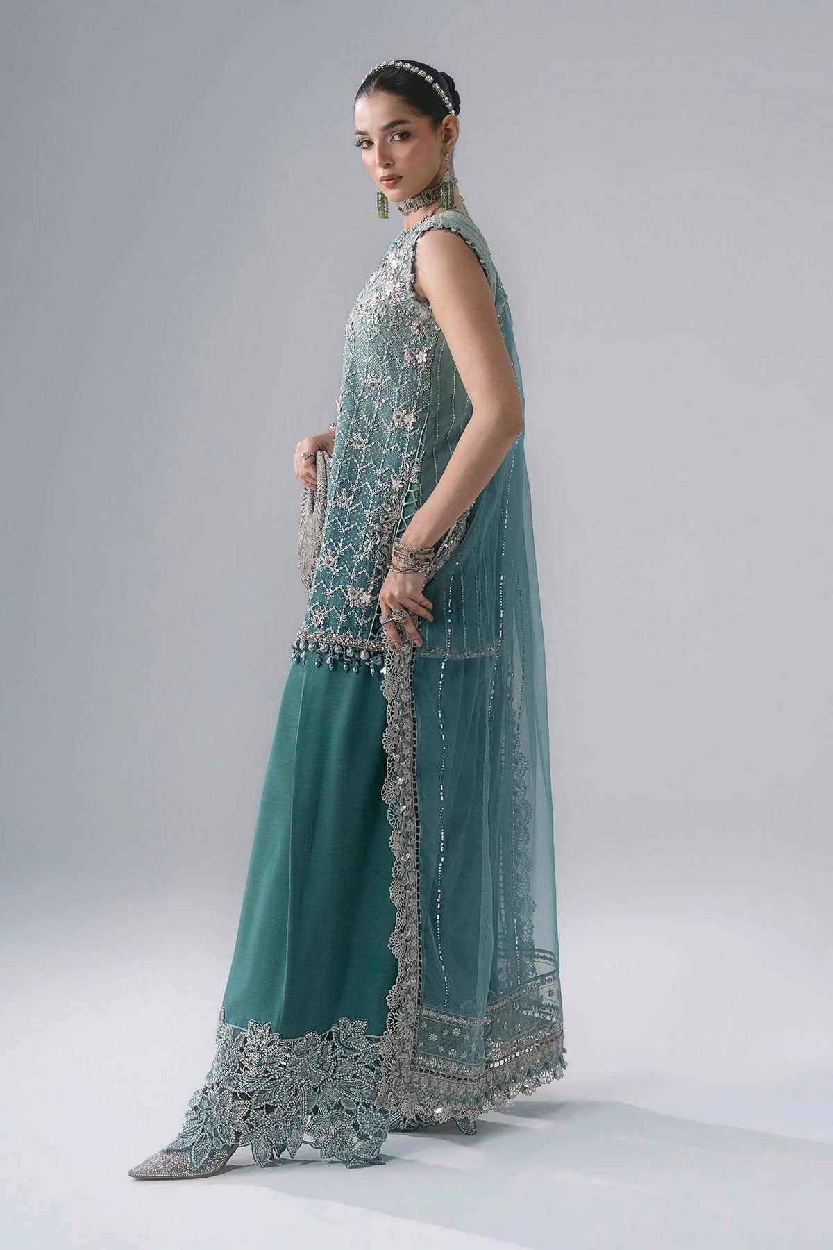 MARIA-B-EMBROIDERED CHIFFON BD-3107-Sea Green