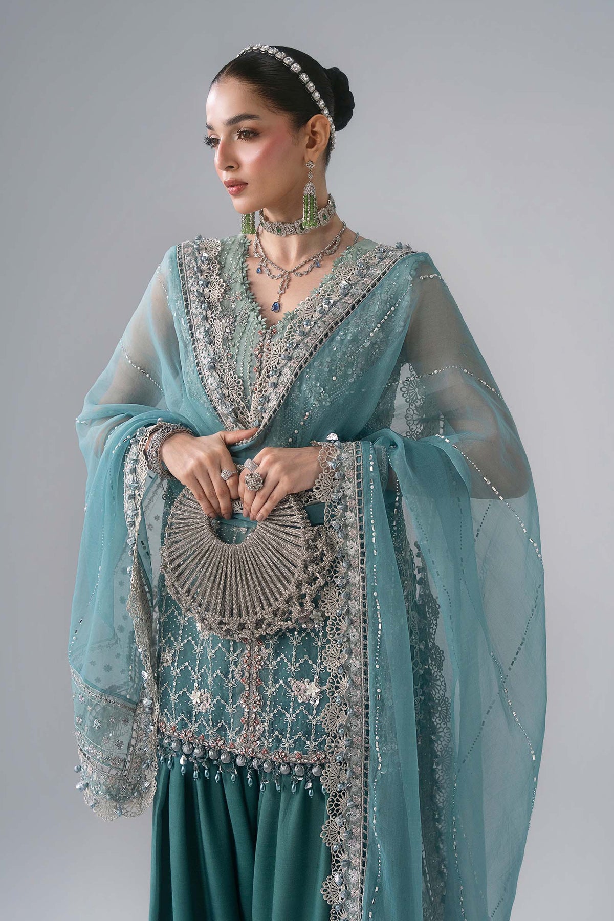 MARIA-B-EMBROIDERED CHIFFON BD-3107-Sea Green