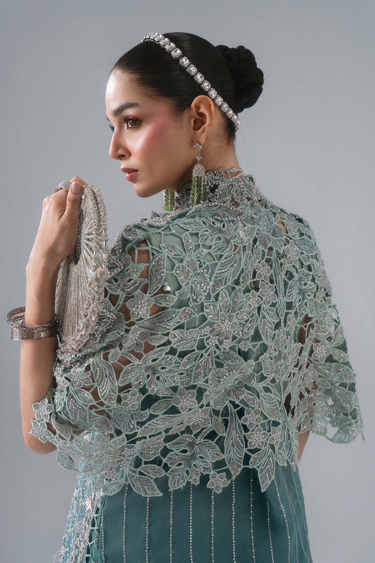 MARIA-B-EMBROIDERED CHIFFON BD-3107-Sea Green