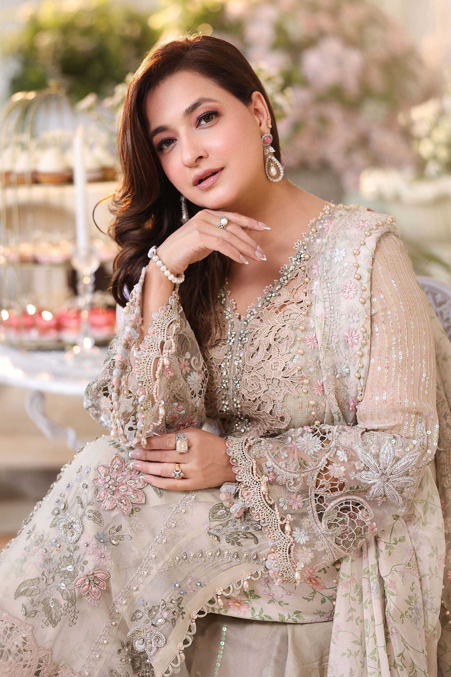 Maria B Chiffon 107-Ivory Beige