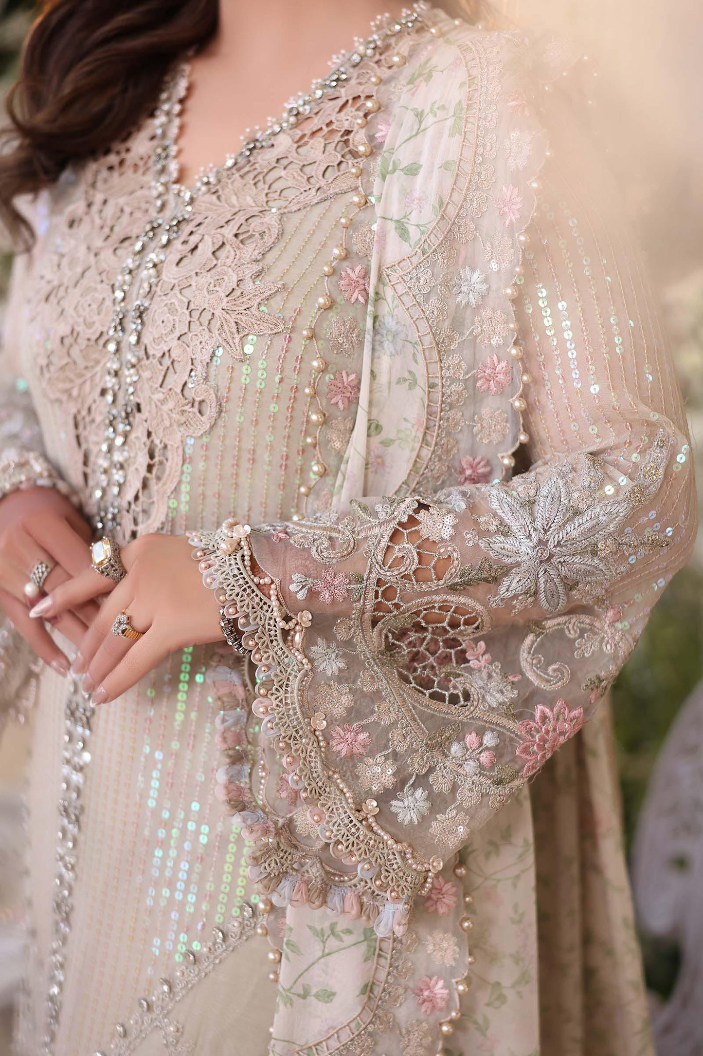 Maria B Chiffon 107-Ivory Beige