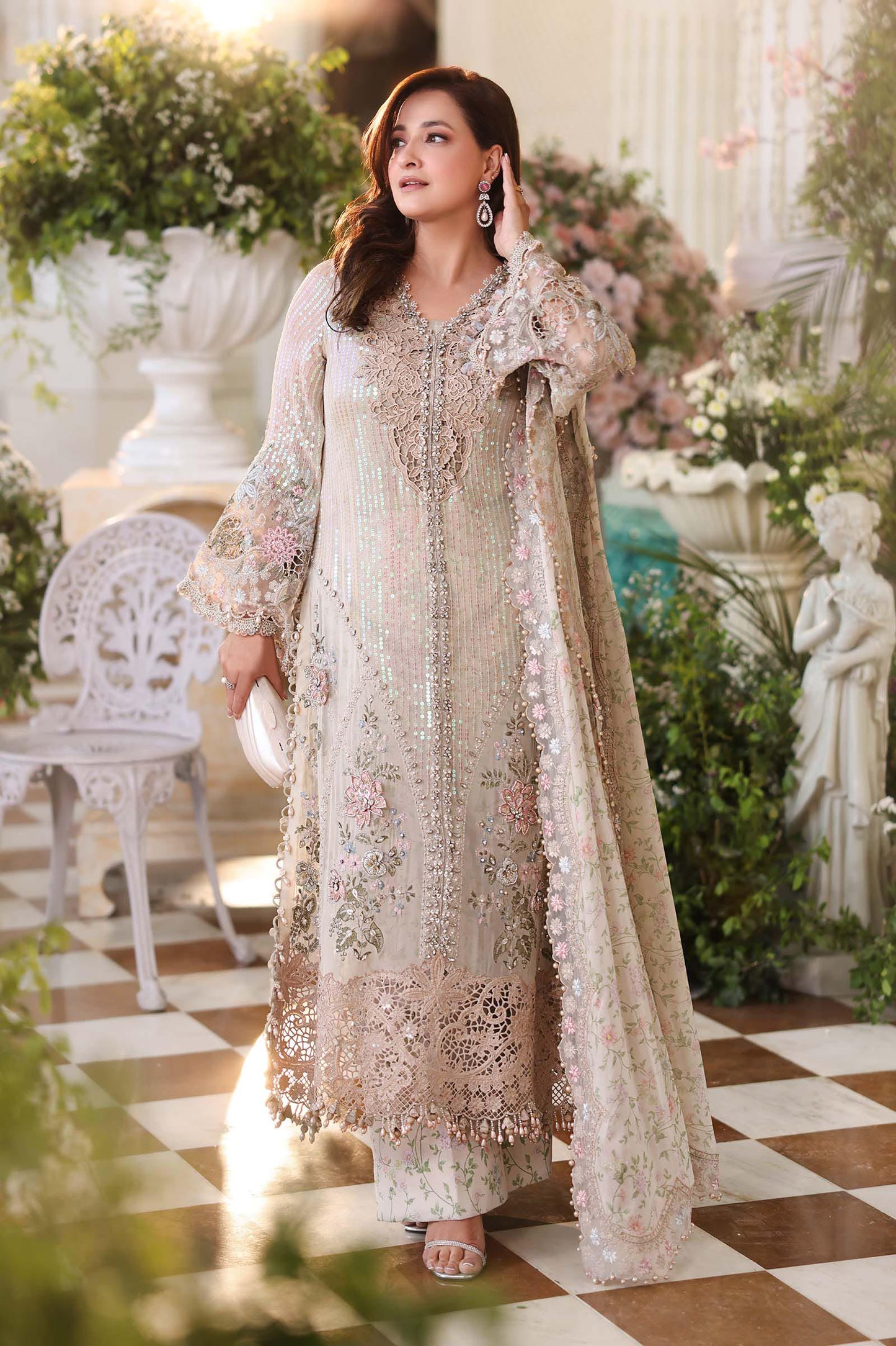 Maria B Chiffon 107-Ivory Beige