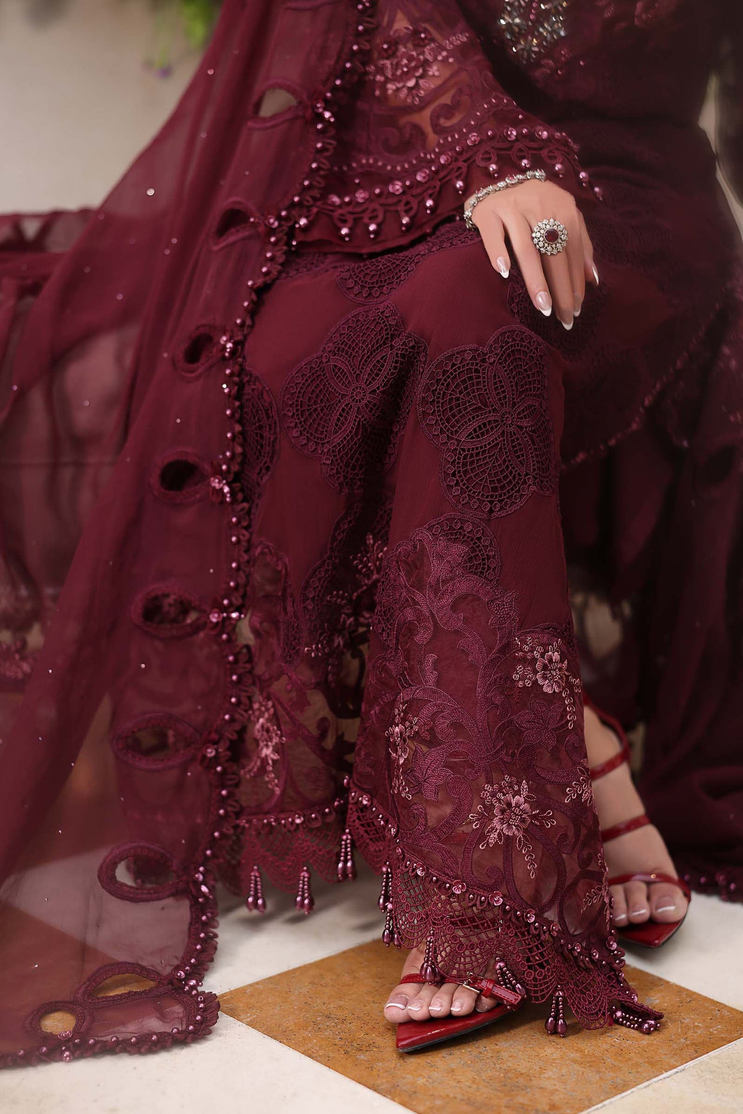 Maria B 108-Burgundy