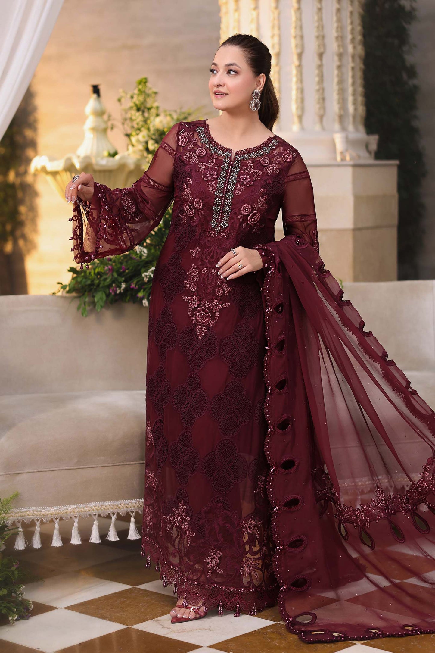 Maria B 108-Burgundy