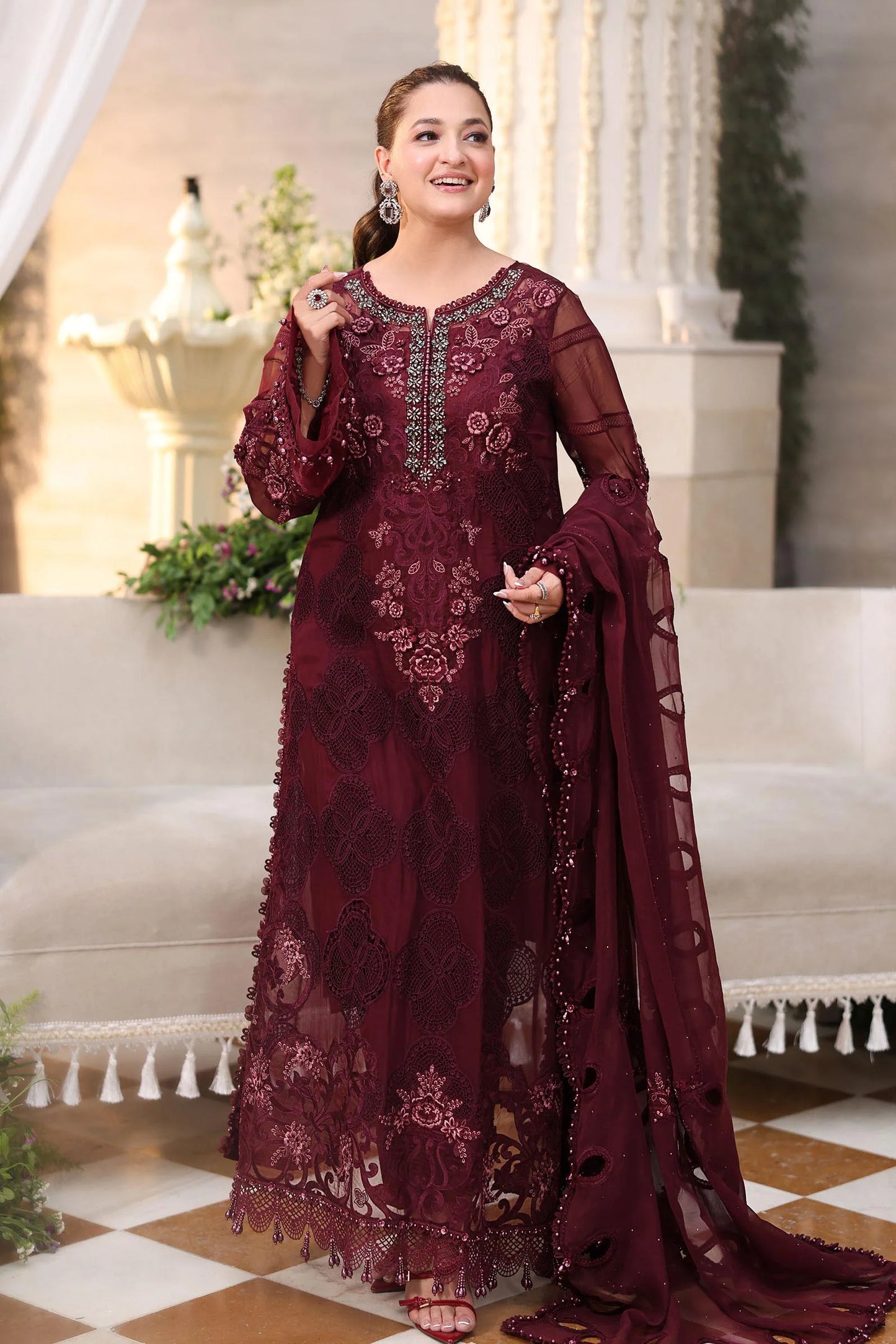 Maria B 108-Burgundy
